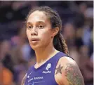  ?? ROSS D. FRANKLIN/AP ?? Mercury center Brittney Griner has been detained by Russia for 88 days.
