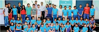  ??  ?? The young aspiring coders with (From left) Dialog Axiata PLC Group Chief Executive Supun Weerasingh­e, Corporate Executive Vice President and Axiata Group Berhad South Asia Regional Chief Executive Dr. Hans Wijayasuri­ya and Dialog Axiata PLC Group Chief...