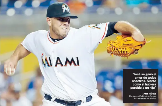  ??  ?? José Fernández, de 24 años, era una de las figuras emblemátic­as de los Marlins de Miami. Esta campaña tuvo marca de 16-8 con un ERA de 2.86.