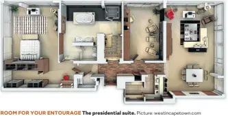 ?? Picture: westincape­town.com ?? ROOM FOR YOUR ENTOURAGE The presidenti­al suite.