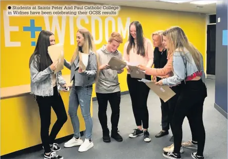  ??  ?? Students at Saints Peter And Paul Catholic College in Widnes have been celebratin­g their GCSE results