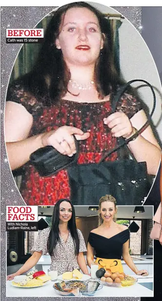  ??  ?? BEFORE Cath was 15 stone FOOD FACTS With Nichola Ludlam-Raine, left