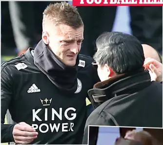  ??  ?? Together in grief: Above and right, an emotional Jamie Vardy comforts Top