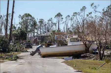  ?? CHRIS URSO — THE TAMPA BAY TIMES VIA AP ?? Destructio­n can be seen all over Mexico Beach Friday. Residents of the small beach town of Mexico Beach, Fla., began to make their way back to their homes some for the first time after Hurricane Michael made landfall Wednesday.