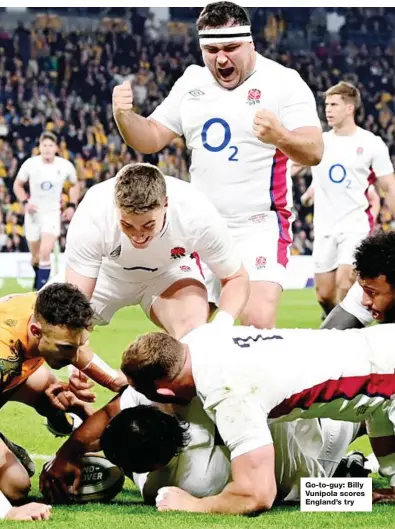  ?? ?? Go-to-guy: Billy Vunipola scores England’s try