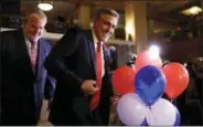  ?? MATT SLOCUM - THE ASSOCIATED PRESS ?? U.S. Rep. Lou Barletta, R-Pa., Republican primary candidate for U.S. Senate, walks off the stage after speaking to supporters during an election night results party, Tuesday, May 15, 2018, in Hazleton, Pa.