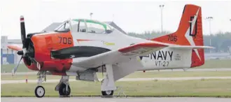  ??  ?? The T28-B Trojan aircraft that crashed at the Cold Lake Air Show on July 17, 2016. Mechanical issues and weather were not factors in the fatal crash of the private single-engine plane.