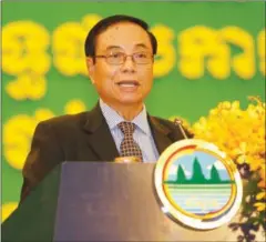  ?? HENG CHIVOAN ?? Bin Chhin, seen speaking at an event last year in Phnom Penh, is replacing the late deputy prime minister Sok An as minister for the Council of Ministers.