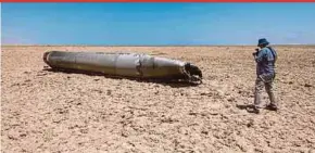  ?? PIC AFP ?? The remains of an Iranian missile that struck Israel on April 13.