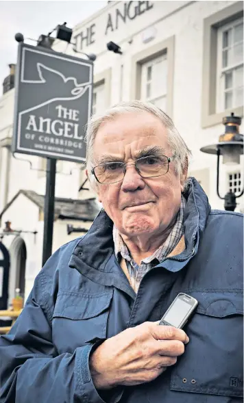  ??  ?? David Walters, who was barred entry to The Angel in Corbridge, Northumber­land, because he did not have a smartphone