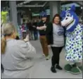  ?? PAT EATON-ROBB — THE ASSOCIATED PRESS ?? Elizabeth Ortiz, 27, of East Hartford poses with Hartford Yard Goats mascot Chew Chew on Thursday.