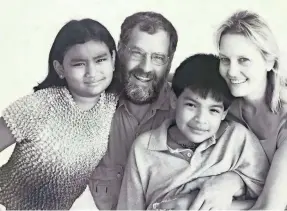  ?? COURTESY OF PATTI MONTGOMERY ?? Steve Montgomery, second from left, died Friday at the age of 68. He is survived by his wife, Patti, right, and children Sumita and A.J.