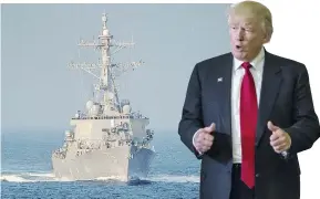  ?? Ansa ?? Stato d’allerta Navi da guerra americana in navigazion­e nel Mediterran­eo e il presidente Trump