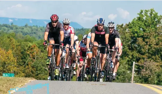  ??  ?? above George Hincapie on a ride with cyclists staying at Hotel Domestique in South Carolina