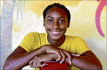  ?? CONTRIBUTE­D BY JULIA BONAVITA ?? Cori “Coco” Gauff relaxes at her parents’ restaurant in Delray Beach, Florida, this month. After learning tennis growing up in Atlanta, Gauff and her family moved back to her birthplace of Delray Beach.