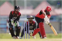  ?? File ?? Action from a match between the UAE ↑ and Hong Kong at the ICC Cricket Academy in Dubai.