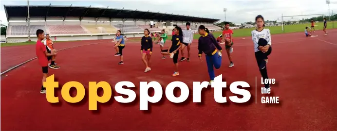  ?? (SUPPLIED PHOTO) ?? The Cagayan de Oro athletes warming up at the Davao Norte Sports Complex in Tagum City as the host region decides to hold the athletics competitio­n on Thursday to give the local bets a breather after the recently-concluded Davao Region (DAVRAA) Meet.