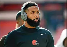  ?? KIRK IRWIN / AP FILE ?? Former Browns wide receiver Odell Beckham Jr. (13) walks off of the field prior to a game against the Steelers on Oct. 31, in Cleveland.