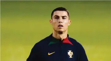  ?? ?? Portugal’s Cristiano Ronaldo during training at Cidade do Futebol, Oeiras, Portugal, on November 14, 2022.