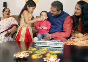  ?? Photos by Shihab ?? Being together for Diwali celebratio­ns is important for Nimesh Jethi and family and that’s why his mother and sister fly to Dubai from Ahmedabad every year for the festival. —