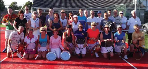  ??  ?? Participan­ts in the Anne Roice Memorial tournament in Gorey Tennis Club.