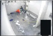  ?? [PROVIDED] ?? Stills taken from the Caddo County jail surveillan­ce video which shows the struggle with jailers that killed inmate Darius Johnson, 41, on April 4.