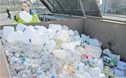  ?? AP ?? Skagit County Solid Waste Division manager Margo Gillaspy shows some of the recyclable plastic items deposited at the Skagit County Transfer Station at Ovenell Road in Mt Vernon, Washington, in this March photo. A study published on June 20 said...