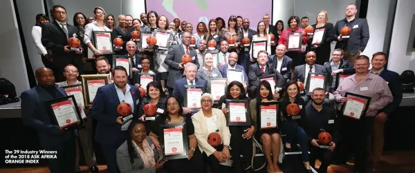  ??  ?? The 29 Industry Winners of the 2018 ASK AFRIKA ORANGE INDEX