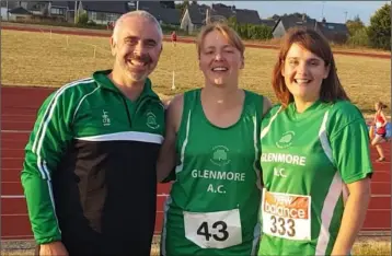  ??  ?? Lloyd and Kinga Byrne and Rose Clifford were on the podium at the Lourdes Stadium.