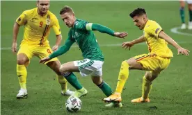  ??  ?? Steven Davis (centre) will win his 120th Northern Ireland cap on Thursday, surpassing the record set by Pat Jennings in 1986. Photograph: Presseye/INPHO/Shuttersto­ck