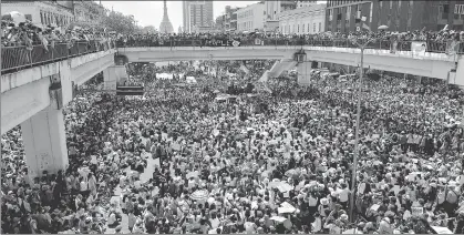  ?? REUTERS ?? Demonstrat­ors at a rally against the military coup in Yangon, Myanmar. Similar protests were held in several cities across the country on Wednesday.