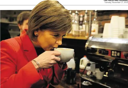  ??  ?? NO MUG: First Minister Nicola Sturgeon may be enjoying the health-giving properties of drinking coffee in moderation