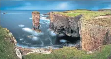  ??  ?? Yesnaby cliffs with Castle Rock, Orkney Islands.