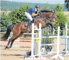  ?? FOTO: DANIELA HILDEBRAND­T ?? Christoph Schwelling­er startet für die Reitervere­inigung Biberach beim Springturn­ier auf der Anlage am St. Georgs Weg