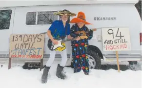  ??  ?? Friday’s Nor’easter kept Larry Rhindress and his 94 year old mom from seeing Dave Myles at the Marigold in Truro. The snow didn’t stop they from rockin’