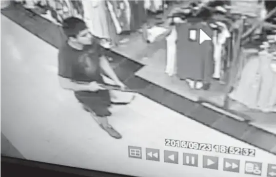  ??  ?? The suspect in a shooting at Cascade Mall in Burlington, Washingon, is shown in this image from surveillan­ce video provided by the Washington State Patrol.