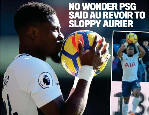  ?? GETTY IMAGES/SKY SPORTS ?? Triple fault: Aurier makes a mess of his throw-ins at Palace on Sunday