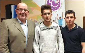  ??  ?? Pictured at the CDYS awards at Mallow Youth Centre were: ABOVE LEFT: John Dunlea (CDYS) and Syrian born Abdul Alraai and Tarek Himdi who are now living in Mallow.
