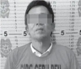  ?? / TAMPO ?? GRAVE THREATS: Si Barangay Kapitan Walter Lao Ng sa dakbayan sa Toledo gisikop sa Criminal Investigat­ion and Detection Group (CIDG) ug ubang units sa kapulisan sa kasong grave threats.