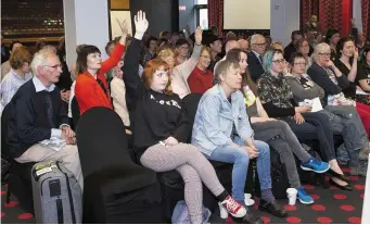  ??  ?? A section of the audience which attended the Ocean FM debate on the Referendum at the Glasshouse Hotel last Friday.