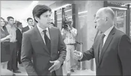  ?? Rich Pedroncell­i
Associated Press ?? SENATE LEADER Kevin de León, left, talks Tuesday with Gov. Jerry Brown after the Democrats’ “strenuous negotiatio­ns” over the next state budget.