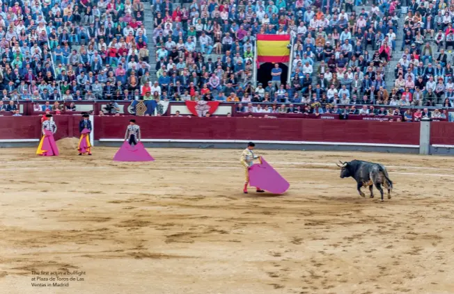 ??  ?? The first act in a bullfight at Plaza de Toros de Las Ventas in Madrid