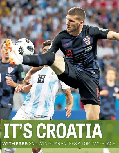 ?? Picture: Reuters ?? VICTORS. Croatia’s Ante Rebic in action in their World Cup match against Argentina at the Nizhny Novgorod Stadium in Russia yesterday. Croatia won 3-0.