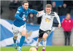  ?? Picture: SNS. ?? St Johnstone’s Drey Wright, left, in action against Ayr in the Scottish Cup at the weekend.