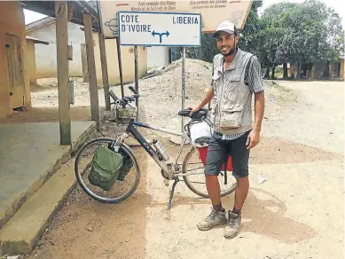  ??  ?? TRUSTY STEED: Yassine Ghallam, 32, with the bike he rode through Africa before it was stolen in Jeffreys Bay