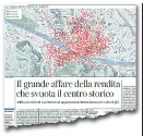  ??  ?? La mappa della case adibite a Airbnb nell’aprile 2015 sul «Corriere Fiorentino»