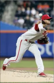  ?? FRANK FRANKLIN II — THE ASSOCIATED PRESS ?? Philadelph­ia Phillies’ Aaron Nola (27) has been placed on the 10-day DL with a lower back strain.