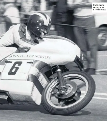  ??  ?? On his way to victory in the F750 TT in 1973