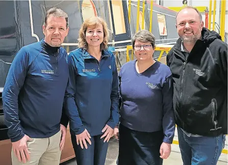  ?? PHOTO: SUPPLIED. ?? From left: owners of Ortomarine, Rob Howdle and Caroline Badger, and owners of Aqua Narrowboat­s, Jane and Justin Hudson-Oldroyd.