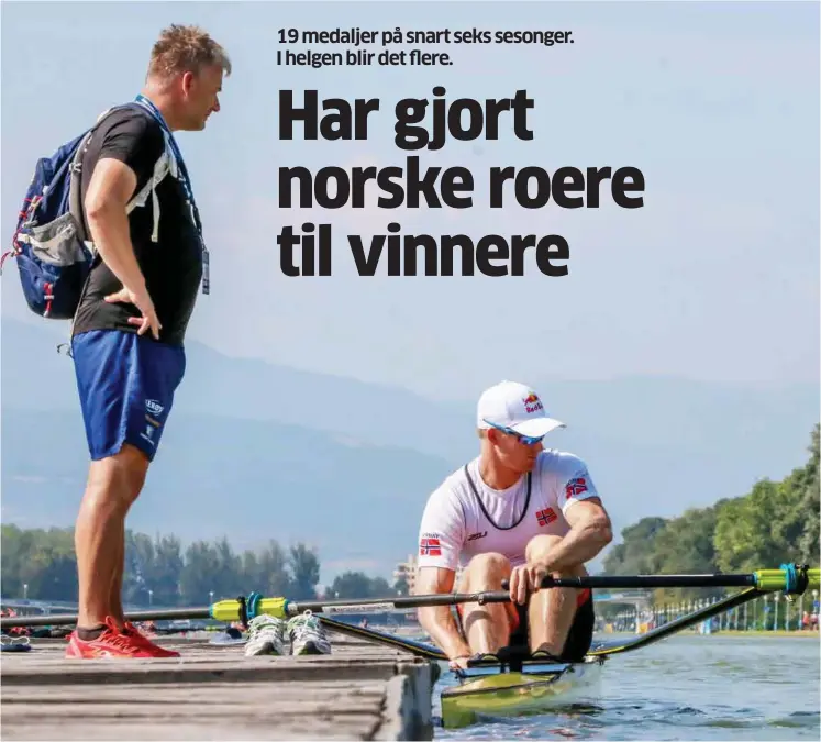  ?? FOTO: BALINT CZUCZ ?? En spøkefull Johan Flodin baerer på litt for mange årer under VM i Bulgaria.